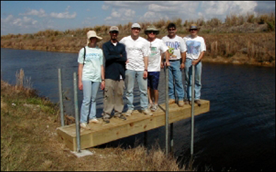 Installation of a canal platform for water quality sampling and automatic water stage logging