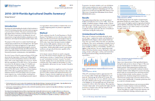 2010-2019 Agricultural Deaths Summary Florida