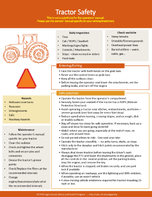 Screencap of PDF for Tractor Safety one-page