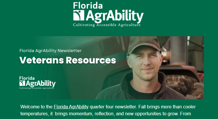 Screenshot of the October 2025 AgrAbility newsletter