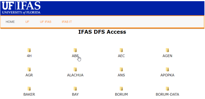 A screenshot of the IFAS online file share.